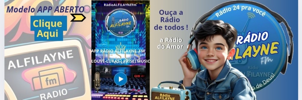 modelo  APP da RÁDIO ALFILAYNE FM aberto.